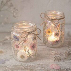 Kerzenglas mit Trockenblumen Upcycling Workshop - TONAS Kreativraum
