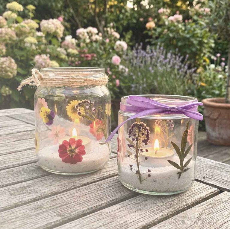 Upcycling Kerzenglas mit Trockenblumen